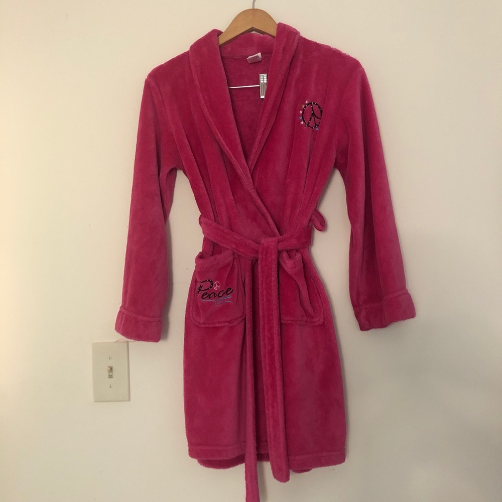 Kids Pink Fuzzy Fuchsia Bathrobe Size XL